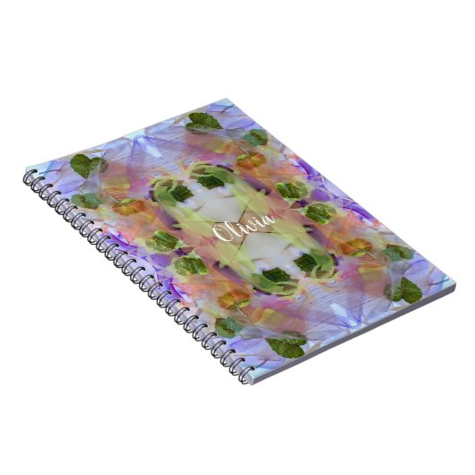 Carnet Mauve et Motif Feuille vert (Côté Droit)