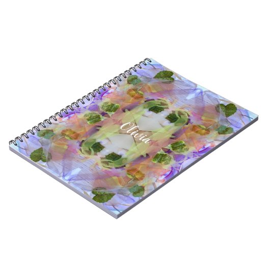 Carnet Mauve et Motif Feuille vert (Côté gauche)
