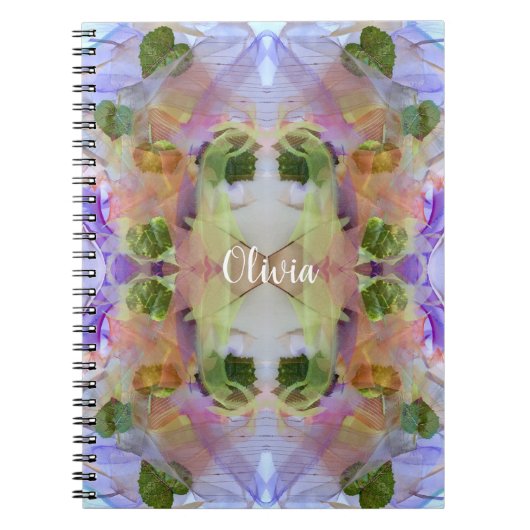 Carnet Mauve et Motif Feuille vert (Devant)
