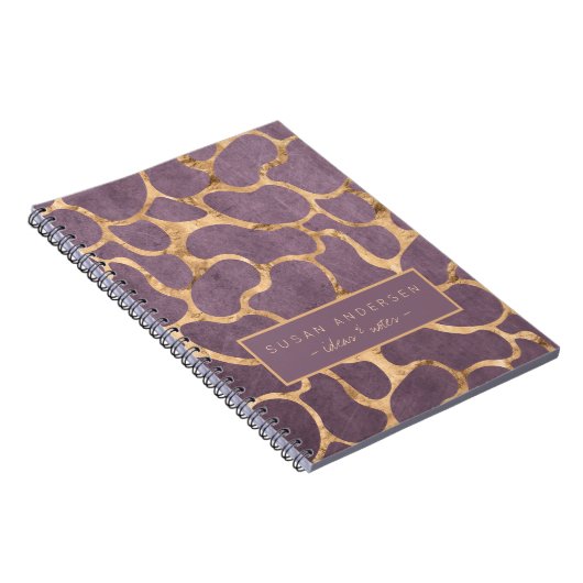 Carnet Mauve rose or sophistiqué motif papier peint  (Côté Droit)