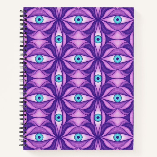 Carnet Maximalist Abstract Botanical Eye Pattern Purple (Devant)