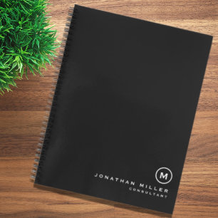 Carnet Médaille simple de Monogramme blanc noir