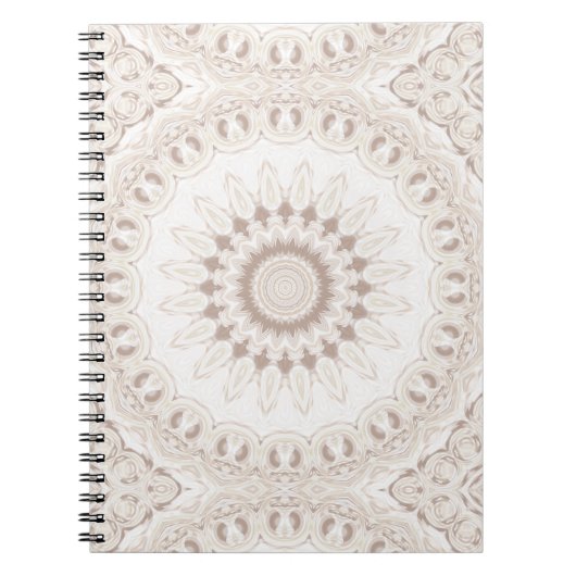Carnet Médaillon de mandala blanc et beige doux (Devant)