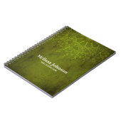 Carnet Méditation Mandala Yoga Vert foncé personnalisée (Côté gauche)