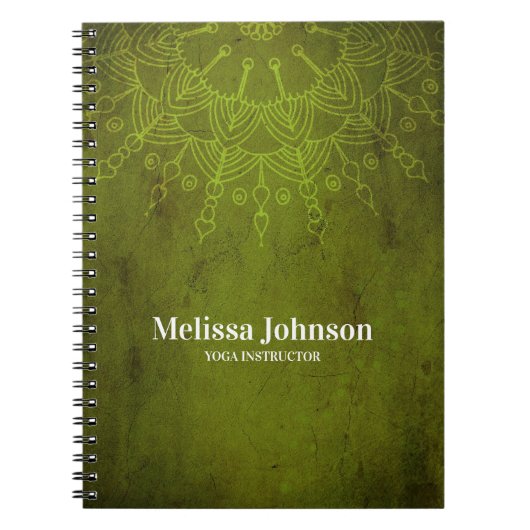 Carnet Méditation Mandala Yoga Vert foncé personnalisée (Devant)