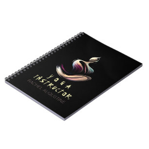 Carnet Méditation Yoga Instructeur Lotus Pose Brush Strok