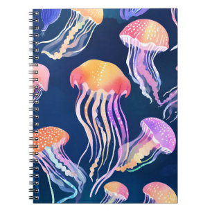 Carnet Méduses colorées Aquarelle d'animal océanique