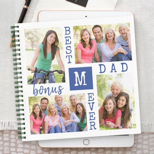 Carnet Meilleur Bonus Papa Ever 4 Photo Collage Monogramm