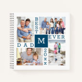 Carnet Meilleur papa Ever 4 Photo Collage Monogramme (Devant)