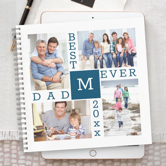 Carnet Meilleur papa Ever 4 Photo Collage Monogramme