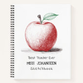 Carnet Meilleur Professeur Jamais Pomme Rouge Dessinée à  (Devant)