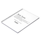 Carnet Meilleure équipe Personnel corporatif Appréciation (Côté gauche)