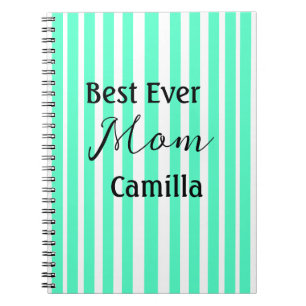 Carnet Meilleure maman de tous les temps à motif rayé ver