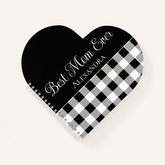Carnet Meilleure maman jamais Buffalo Plaid noir blanc ta (Devant)