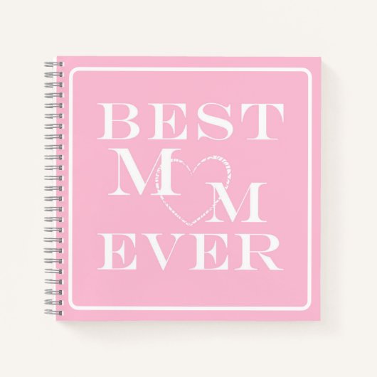 Carnet "Meilleure maman jamais" Élégant, mignon coeur bla (Devant)