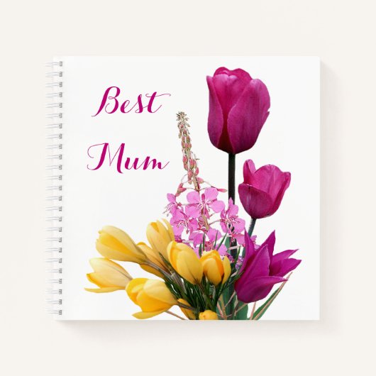 Carnet Meilleure maman jolie tulipe rose crocus jaune flo (Devant)