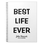 Carnet Meilleure vie jamais Baptême noir et blanc (Devant)