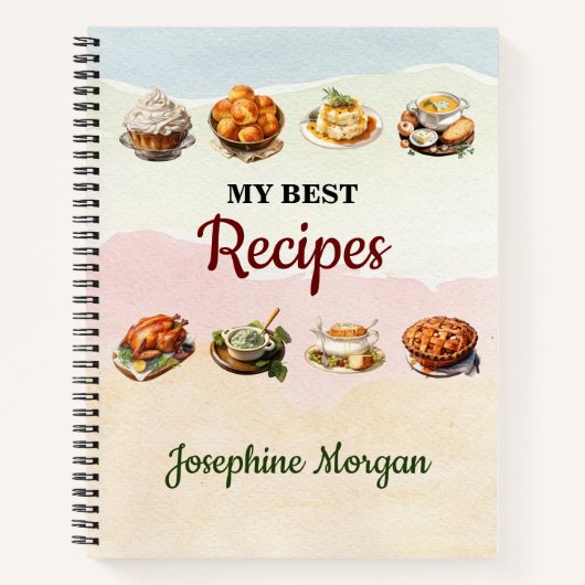Carnet Meilleures recettes d'aquarelle de nourriture (Devant)