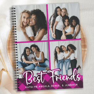 Carnet Meilleurs Amis Personnalisé Pink Plaid Photo Colla