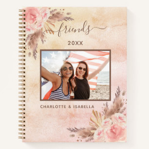 Carnet Meilleurs amis photo pampas rose floral rose or