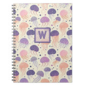 Carnet Mélange de méduse pastel violet et monogramme oran (Devant)