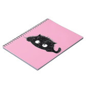 Carnet Mélange dessin de chat noir (Bkgrd rose) (Côté gauche)