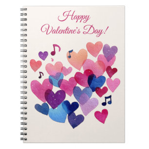 Carnet Mélodie de cœur à l'aquarelle pour la Saint-Valent