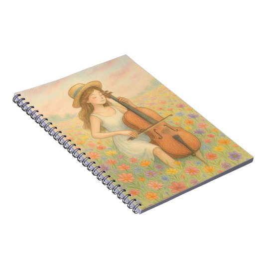 Carnet Mélodie du printemps - Fille avec violoncelle dans (Côté Droit)
