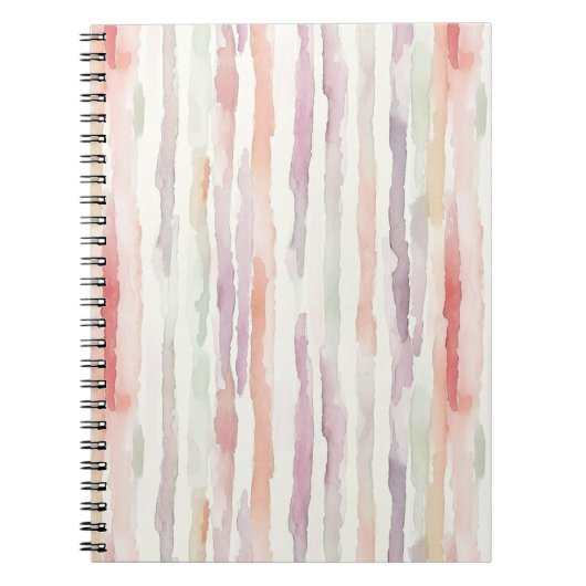 Carnet Melon Lavande Rayures Roses Blanches (Devant)