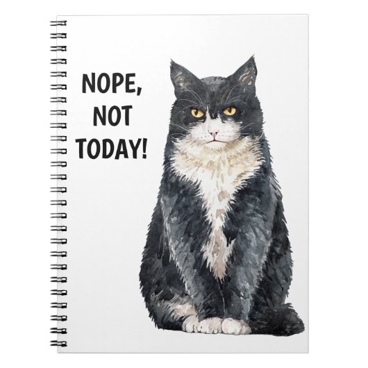 Carnet Mème de chat drôle Pas aujourd'hui (Devant)