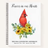 Carnet Memorial Cardinal Sunflowers Funeral Guestbook (Devant)