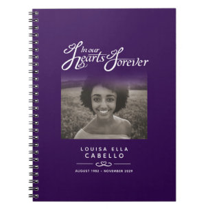 Carnet Mémorial coeur de souvenir violet foncé photo