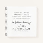 Carnet Mémorial Moderne Élégant Simple Chic (Devant)