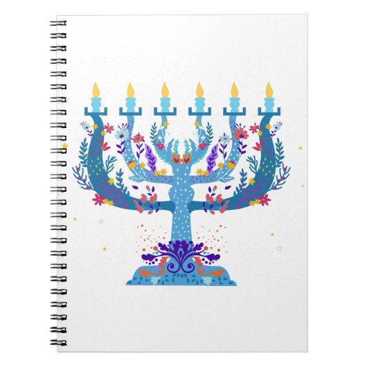 Carnet menorah à fleurs hanoukka (Devant)