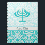 Carnet Menorah turquoise<br><div class="desc">Vous aimerez cette conception juive de Hanoukka Menorah de damassé turquoise mignonne. Grand pour des cadeaux ! Disponible sur des tee - shirts, des cas intelligents de téléphone, des mousepads, des porte - clés, des affiches, des cartes, des couvertures électroniques, l'ordinateur portable d'ordinateur/des douilles, des capsules, des tasses, et plus...</div>