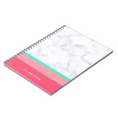 Carnet menthe de marbre blanche élégante de melon de rose (Côté gauche)