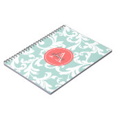 Carnet Menthe et copie décorée d'un monogramme de corail (Côté gauche)