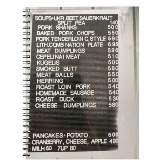 Carnet Menu alimentaire lituanien polonais Old School Rec (Devant)