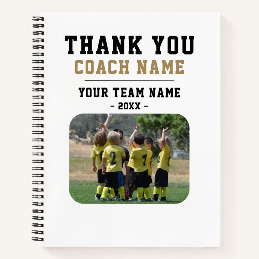 Carnet Merci Coach Nom de l'équipe Photo (Devant)