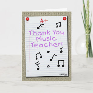 Carnet Merci de papier professeur de musique