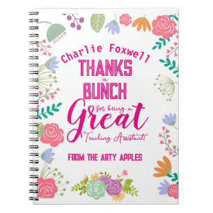 Carnet merci un paquet de fleurs professeur assistant cad