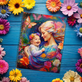 Carnet Mère avec bébé fille peinture colorée