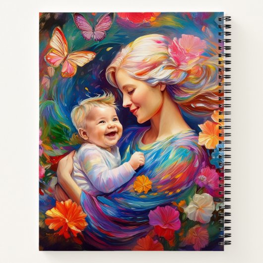 Carnet Mère avec bébé garçon Peinture colorée (Dos)