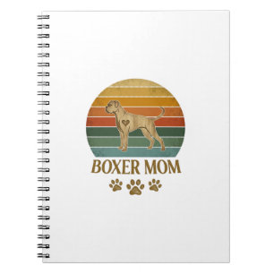 Carnet Mère Boxer Chien Rétro Coucher de soleil Empreinte