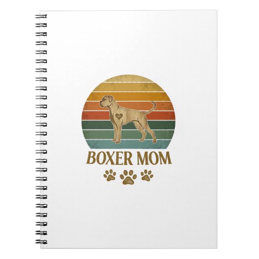 Carnet Mère Boxer Chien Rétro Coucher de soleil Empreinte (Devant)