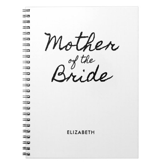 Carnet Mère de la mariée calligraphie décontractée noire (Devant)