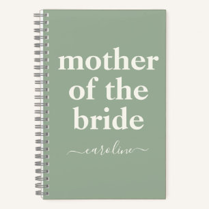 Carnet Mère de mariée Nom moderne minimal   Sage Green 