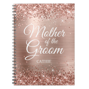 Carnet Mère du Marié Pailleté Rose Or Feuille