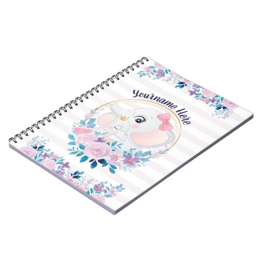 Carnet Mère et bébé Eléphant rose Fleur Flush Wreath (Côté gauche)