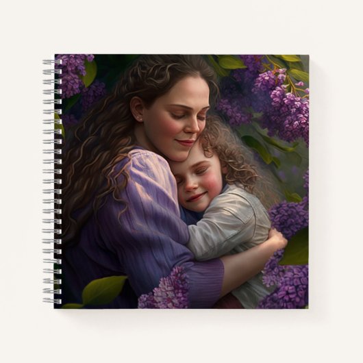 Carnet Mère et enfant enlacé sous Lilac Bush (Devant)